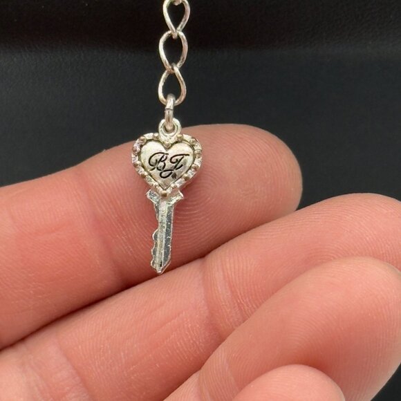 Betsey Johnson Layered Necklace Key Heart Pendants Rhinestones Bow Accents - Picture 10 of 15